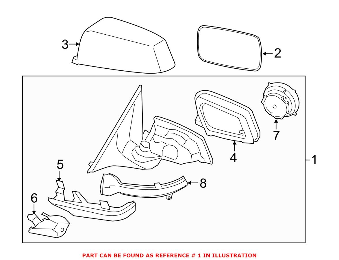 BMW Door Mirror - Front Driver Side 51167308389